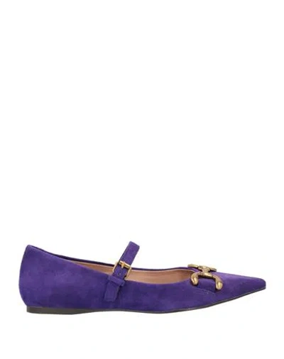 Bibi Lou Woman Ballet Flats Purple Size 8 Leather
