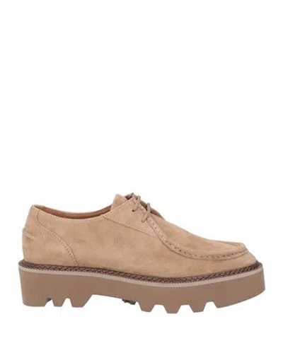 Bibi Lou Woman Lace-up Shoes Beige Size 11 Leather In Neutral