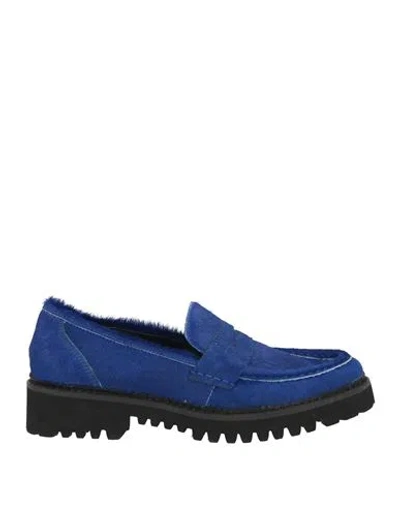 Bibi Lou Woman Loafers Bright Blue Size 10 Leather