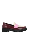 Bibi Lou Woman Loafers Burgundy Size 8 Leather In Red