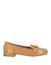 Bibi Lou Woman Loafers Camel Size 9 Leather In Beige