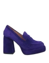 Bibi Lou Woman Loafers Dark Purple Size 8 Leather
