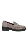 Bibi Lou Woman Loafers Taupe Size 8 Leather In Grey