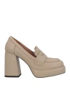 Bibi Lou Woman Loafers Light Brown Size 10 Soft Leather In Grey