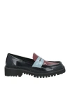 Bibi Lou Woman Loafers Midnight Blue Size 7 Leather In Blue