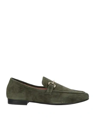 Bibi Lou Woman Loafers Military Green Size 10 Leather