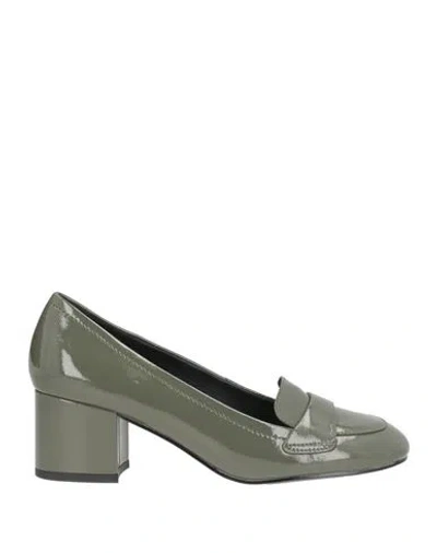 Bibi Lou Woman Loafers Military Green Size 9 Leather