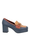 Bibi Lou Woman Loafers Navy Blue Size 8 Soft Leather In Navy Blue