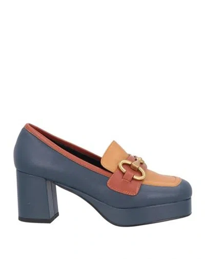 Bibi Lou Woman Loafers Navy Blue Size 8 Soft Leather