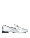 Bibi Lou Woman Loafers Silver Size 8 Leather