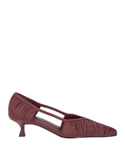 Bibi Lou Woman Pumps Burgundy Size 6 Leather In Red