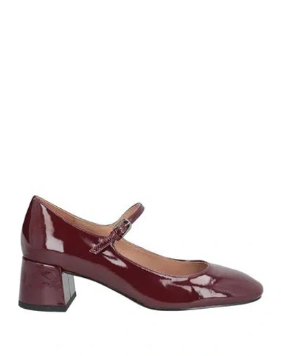 Bibi Lou Woman Pumps Burgundy Size 8 Leather In Red