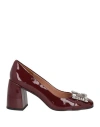 Bibi Lou Woman Pumps Burgundy Size 7 Leather In Red
