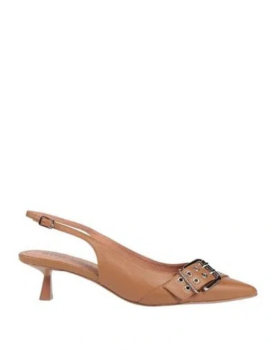 Bibi Lou Woman Pumps Camel Size 11 Leather In Neutral