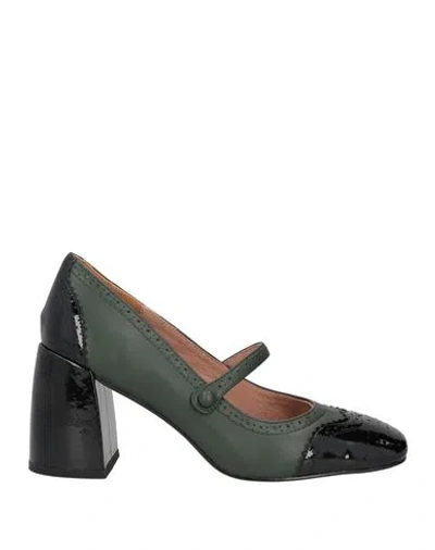 Bibi Lou Woman Pumps Dark Green Size 8 Leather