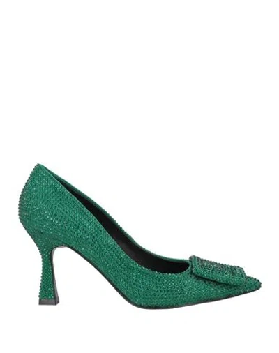 Bibi Lou Woman Pumps Green Size 11 Textile Fibers