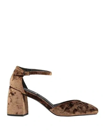 Bibi Lou Woman Pumps Khaki Size 7 Textile Fibers In Brown