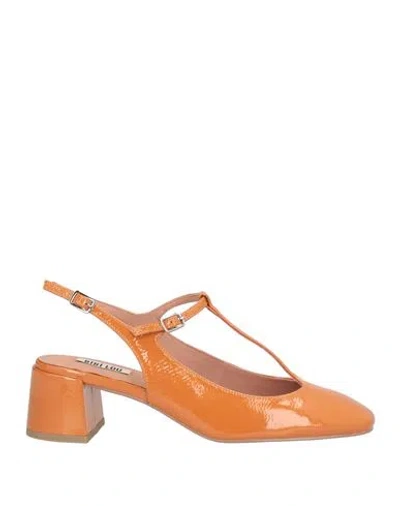 Bibi Lou Woman Pumps Mandarin Size 8 Leather In Orange