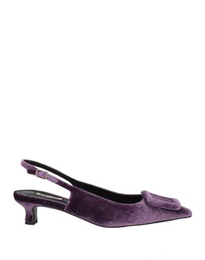 Bibi Lou Woman Pumps Purple Size 10 Textile Fibers