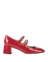 Bibi Lou Woman Pumps Red Size 9 Leather In Animal Print