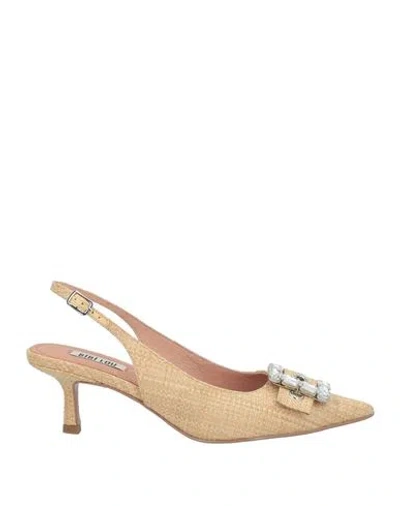 Bibi Lou Woman Pumps Sand Size 8 Textile Fibers In Beige
