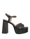 Bibi Lou Woman Sandals Black Size 10 Textile Fibers