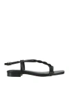 Bibi Lou Woman Sandals Black Size 8 Leather, Textile Fibers In Black