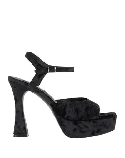 Bibi Lou Woman Sandals Black Size 8 Textile Fibers In Black