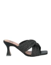 Bibi Lou Woman Sandals Black Size 8 Textile Fibers