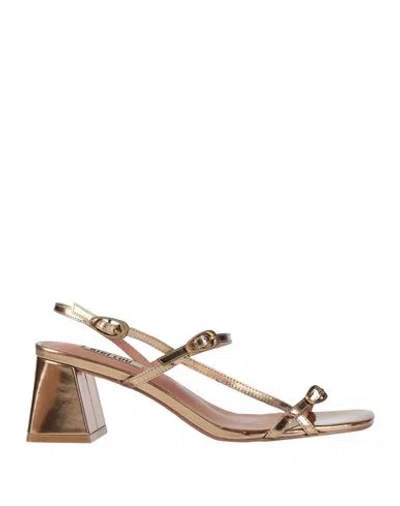 Bibi Lou Woman Sandals Bronze Size 8 Leather In Yellow