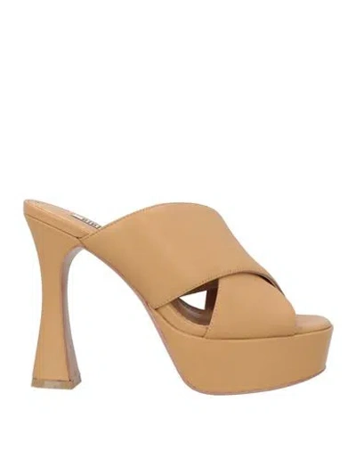 Bibi Lou Woman Sandals Camel Size 8 Leather In Beige