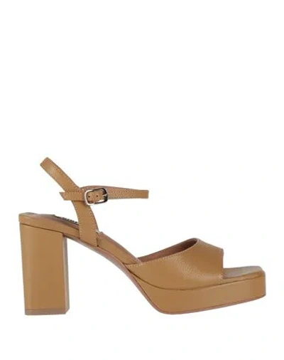 Bibi Lou Woman Sandals Camel Size 5 Leather In Beige
