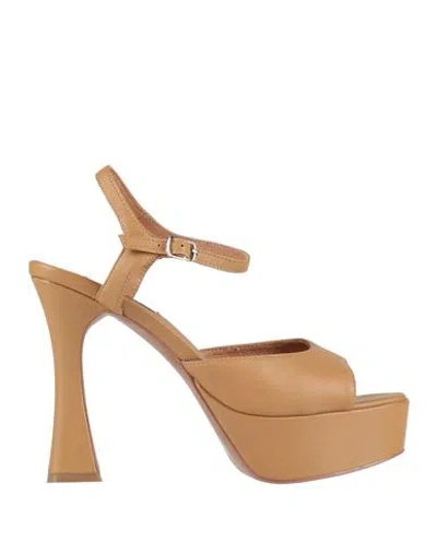Bibi Lou Woman Sandals Camel Size 8 Leather In Beige