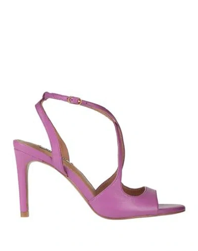 Bibi Lou Woman Sandals Fuchsia Size 8 Leather In Pink
