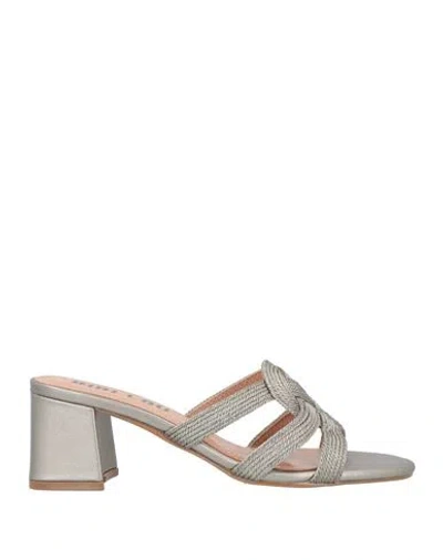 Bibi Lou Woman Sandals Gunmetal Size 8 Textile Fibers In Gray