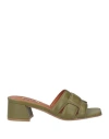Bibi Lou Woman Sandals Military Green Size 6 Soft Leather