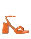 Bibi Lou Woman Sandals Orange Size 8 Leather In Orange