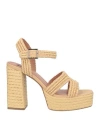 Bibi Lou Woman Sandals Sand Size 10 Textile Fibers In Brown