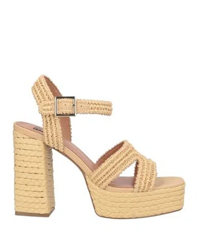Bibi Lou Woman Sandals Sand Size 10 Textile Fibers In Brown