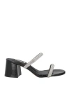 Bibi Lou Heater 60 Slipper-mule In Black Leather In Silver