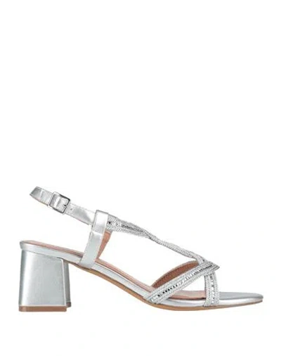 Bibi Lou Woman Sandals Silver Size 8 Leather