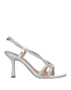 Bibi Lou Laminated Leather Sandal In Silver