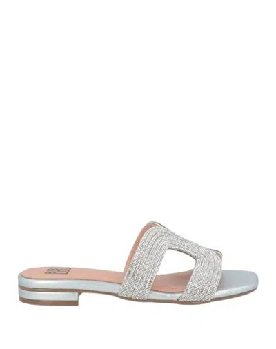 Bibi Lou Woman Sandals Silver Size 9 Textile Fibers