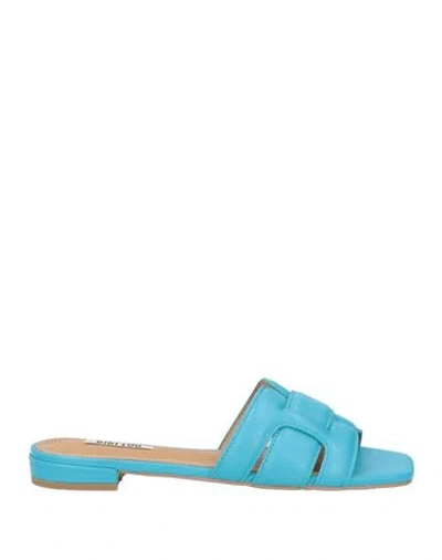 Bibi Lou Woman Sandals Turquoise Size 8 Soft Leather In Blue