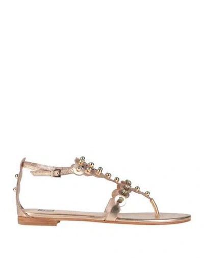Bibi Lou Woman Thong Sandal Copper Size 8 Soft Leather In Metallic