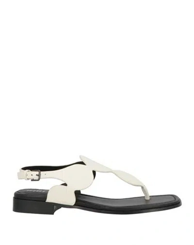 Bibi Lou Woman Thong Sandal Ivory Size 10 Leather In White