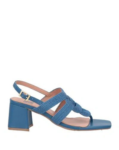 Bibi Lou Woman Thong Sandal Pastel Blue Size 7 Textile Fibers, Leather