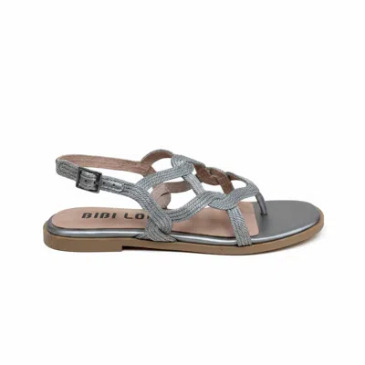 Bibi Lou Women's Bahia Flat Open Toe Sandal In Silver In Gray