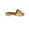 Bibi Lou Women's Katie Flat Raffia Sandal In Natural/pearls In Gold