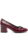 Bibi Lou Eyelet-detail Block-heel Pumps In Red